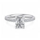 1.5 CT Radiant Cut Lab Grown Solitaire Hidden Halo Half Eternity Engagement Ring