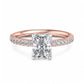 1.5 CT Radiant Cut Lab Grown Solitaire Hidden Halo Half Eternity Engagement Ring