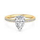 1.50ct Pear Cut Solitaire Engagement Ring with Hidden Halo Pave Setting