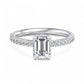2.0ct Emerald cut  Lab Grown Diamond Solitaire Engagement Ring with Hidden Halo Pave Setting