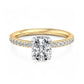 1. 5/8 ct Elongated Cushion Cut Lab Grown Diamond Solitaire Engagement Ring, Pave Wedding Ring