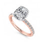 1. 5/8 ct Elongated Cushion Cut Lab Grown Diamond Solitaire Engagement Ring, Pave Wedding Ring