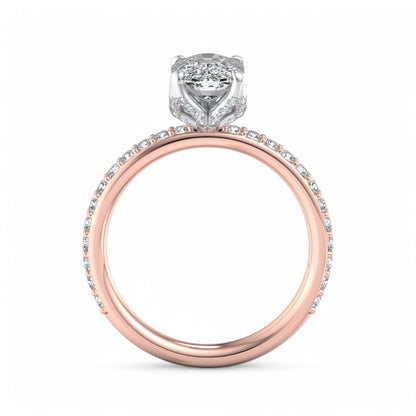 1. 5/8 ct Elongated Cushion Cut Lab Grown Diamond Solitaire Engagement Ring, Pave Wedding Ring