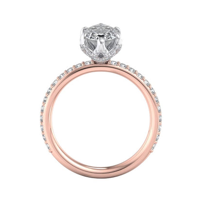 1.650 ct Marquise Cut  Lab Grown Diamond Solitaire Engagement Ring, Pave Wedding Ring