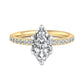 1.650 ct Marquise Cut  Lab Grown Diamond Solitaire Engagement Ring, Pave Wedding Ring