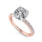 1. 1/4ct Cushion Cut Lab Grown Diamond Solitaire Engagement Ring, Pave Wedding Ring