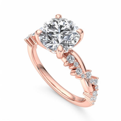 1.50CT Round Cut Lab Grown Diamond Solitaire Twig Engagement Ring