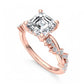 1. 1/4 Carat Asscher Cut Lab Grown Diamond Unique Twig and Leaf Ring