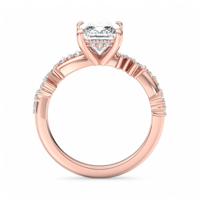 IGI Certified 1.5CT Princess Cut Lab Grown Diamond Twig and Leaf Engagement Ring