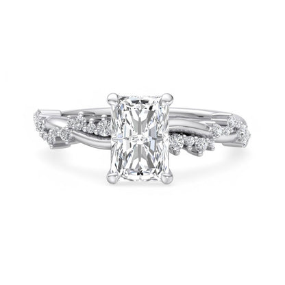 1.5 CT Radiant Cut Lab Grown Diamond Twig Engagement Ring