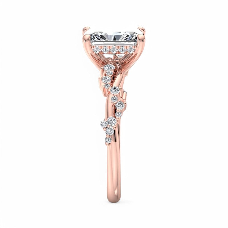 1.5 CT Radiant Cut Lab Grown Diamond Twig Engagement Ring
