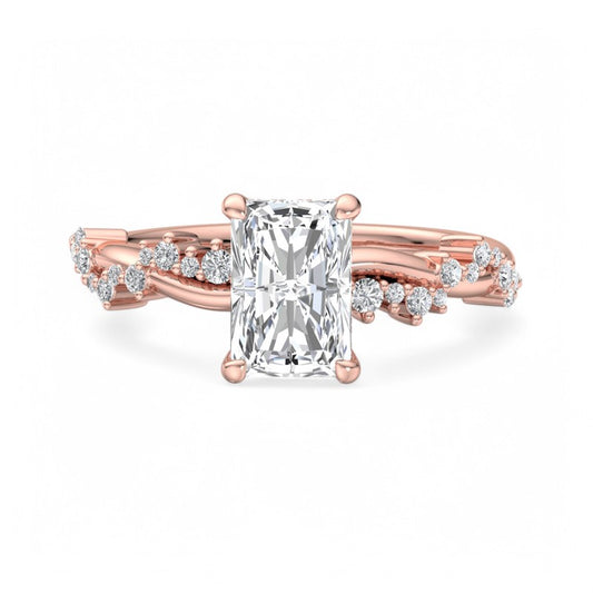 1.5 CT Radiant Cut Lab Grown Diamond Twig Engagement Ring