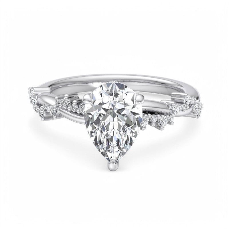 1.50ct Pear shaped Lab grown Diamond Infinity Engagement Ring