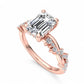 1.50ct Emerald cut  Lab Grown Diamond Twisted Pave Engagement Ring
