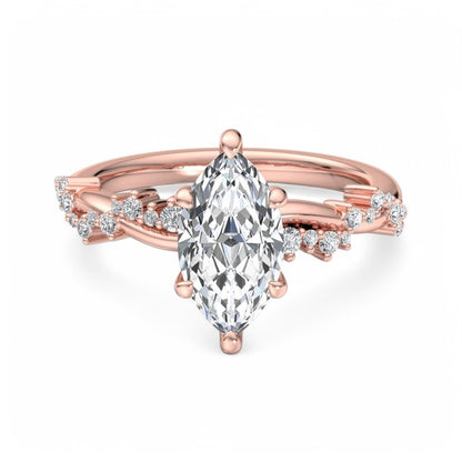  1.65Ct marquise cut diamond solitaire ring 