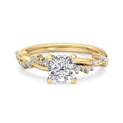 1.25ct Cushion Cut Lab Grown Diamond Solitaire Engagement Ring,Twisted Band
