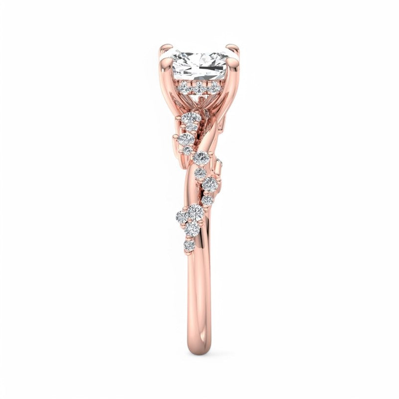 1.25ct Cushion Cut Lab Grown Diamond Solitaire Engagement Ring,Twisted Band