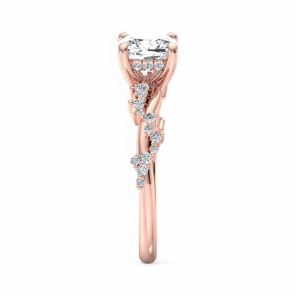 1.25ct Cushion Cut Lab Grown Diamond Solitaire Engagement Ring,Twisted Band