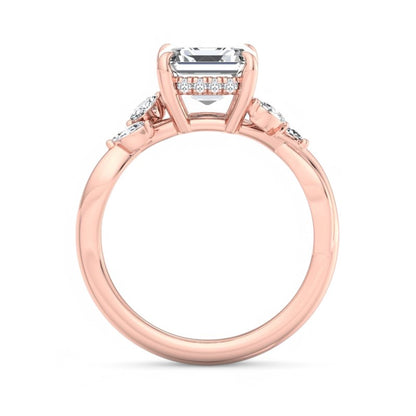 1. 1/5 Carat Asscher Cut Lab Grown Diamond Unique Twig and Leaf Ring