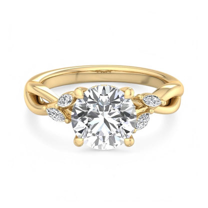 Nature Inspired 1.50 Carat Round Cut Lab Grown Diamond Engagement Ring