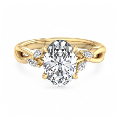 1.5 ct Oval cut Lab Grown Diamond Nature Inspired Engagement Ring