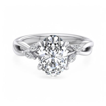 1.5 ct Oval cut Lab Grown Diamond Nature Inspired Engagement Ring