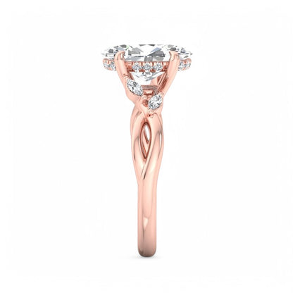 1.5 ct Oval cut Lab Grown Diamond Nature Inspired Engagement Ring