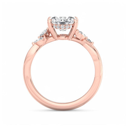 1.5 ct Oval cut Lab Grown Diamond Nature Inspired Engagement Ring