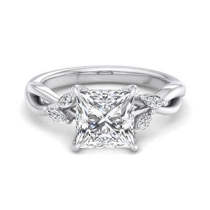 2.00Ct Princess Cut Lab Grown Diamond Nature Inspired Engagement Ring