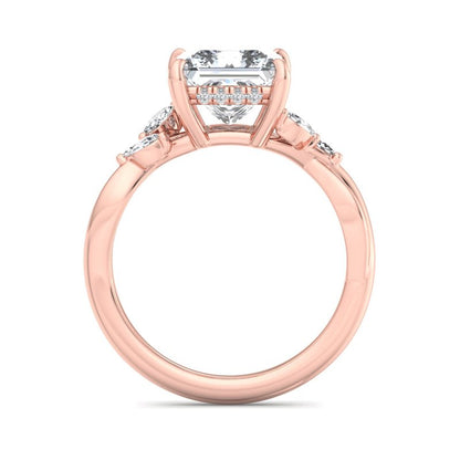 2.00Ct Princess Cut Lab Grown Diamond Nature Inspired Engagement Ring