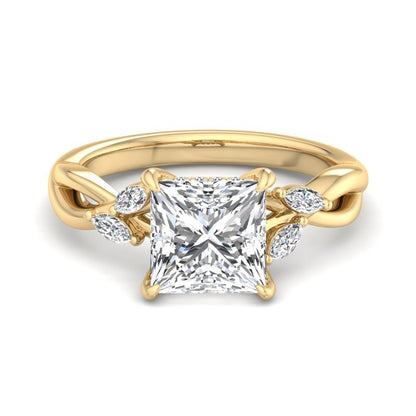 2.00Ct Princess Cut Lab Grown Diamond Nature Inspired Engagement Ring