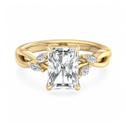 1.5 Carat Radiant Cut Lab Grown Diamond Engagement Ring with Hidden Halo
