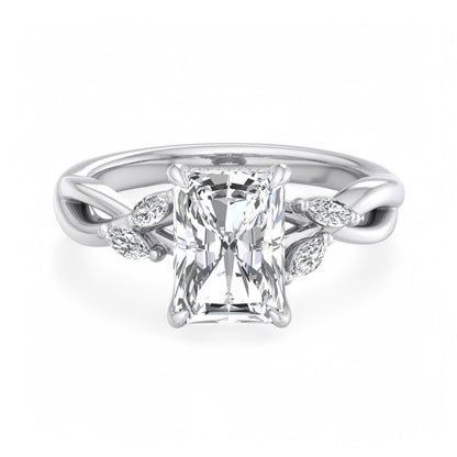 1.5 Carat Radiant Cut Lab Grown Diamond Engagement Ring with Hidden Halo