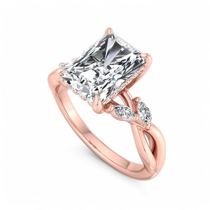 1.5 Carat Radiant Cut Lab Grown Diamond Engagement Ring with Hidden Halo