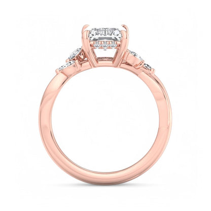 1.5 Carat Radiant Cut Lab Grown Diamond Engagement Ring with Hidden Halo