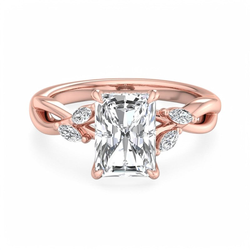 1.5 Carat Radiant Cut Lab Grown Diamond Engagement Ring with Hidden Halo