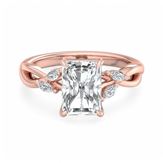 1.5 Carat Radiant Cut Lab Grown Diamond Engagement Ring with Hidden Halo