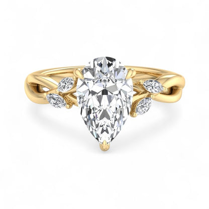 1.5 ct Pear Shaped Lab Grown Diamond Engagement Ring in 14k Rose Gold Twist Band