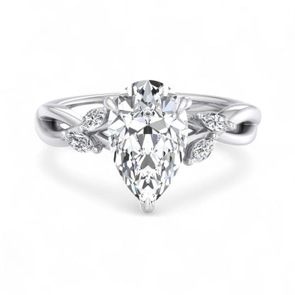 1.5 ct Pear Shaped Lab Grown Diamond Engagement Ring in 14k Rose Gold Twist Band