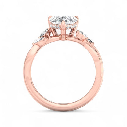 1.5 ct Pear Shaped Lab Grown Diamond Engagement Ring in 14k Rose Gold Twist Band
