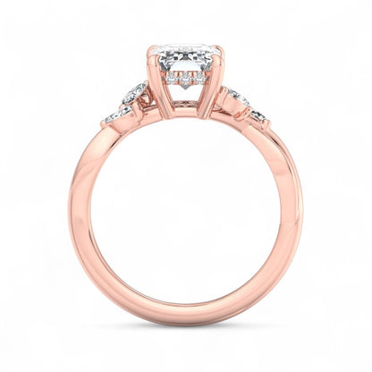 1.5ct Emerald Cut Lab Grown Diamond Twig Engagement Ring, Nature-Inspired Ring