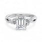 1.5ct Emerald Cut Lab Grown Diamond Twig Engagement Ring, Nature-Inspired Ring