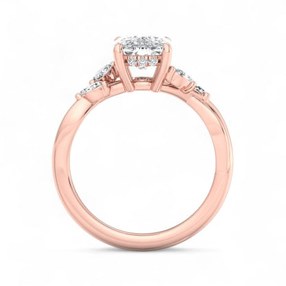 1.60 Carat Elongated Cushion Lab Grown Diamond Twig Engagement Ring, Nature-Inspired Ring
