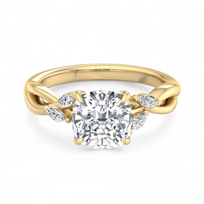 2.00ct Cushion Cut Lab Grown Engagement Ring Twisted Pave Band Affordable Luxury