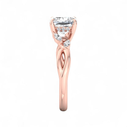 2.00ct Cushion Cut Lab Grown Engagement Ring Twisted Pave Band Affordable Luxury