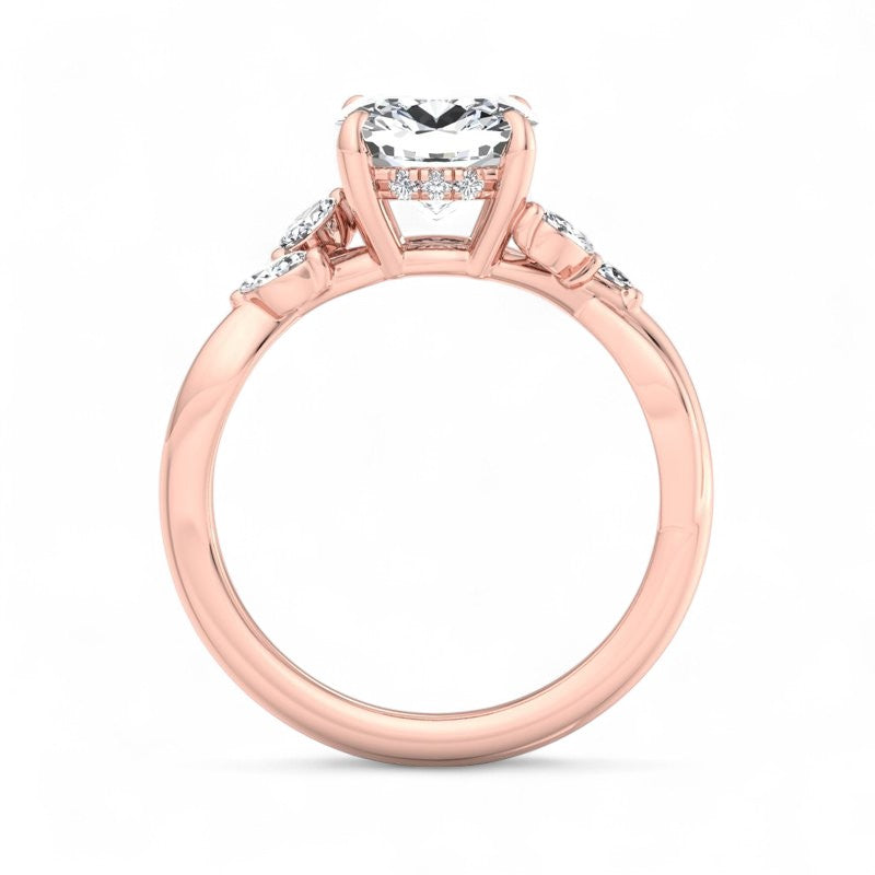 2.00ct Cushion Cut Lab Grown Engagement Ring Twisted Pave Band Affordable Luxury
