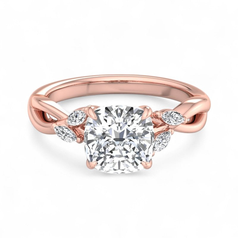 2.00ct Cushion Cut Lab Grown Engagement Ring Twisted Pave Band Affordable Luxury