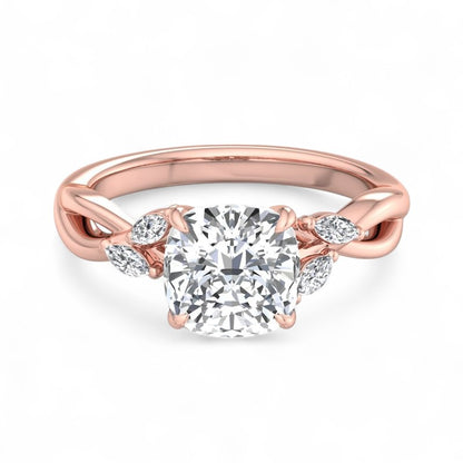 2Ct Cushion-Cut Diamond Engagement Ring –