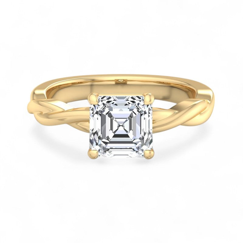 Elegant 2.00ct  Asscher Cut Lab Grown Diamond Solitaire Ring for Engagement