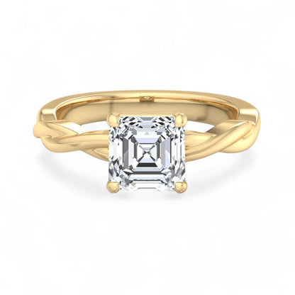 Elegant 2.00ct  Asscher Cut Lab Grown Diamond Solitaire Ring for Engagement